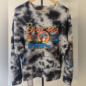 Buc-ee's Tie-Dye Racing Sweater - Black and White